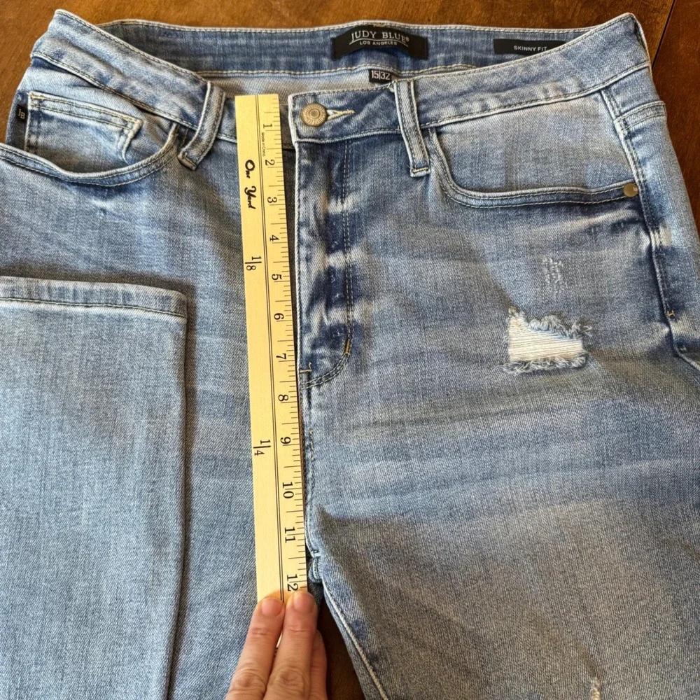 Judy Blue Skinny Jeans Womens 15/32 Light Blue Excellent‎ Distressed High Rise